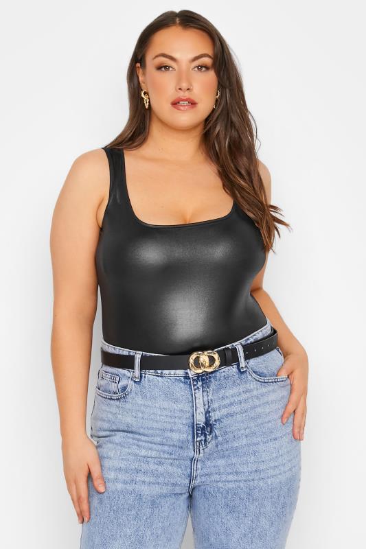  Tallas Grandes LIMITED COLLECTION Curve Black Leather Look Bodysuit