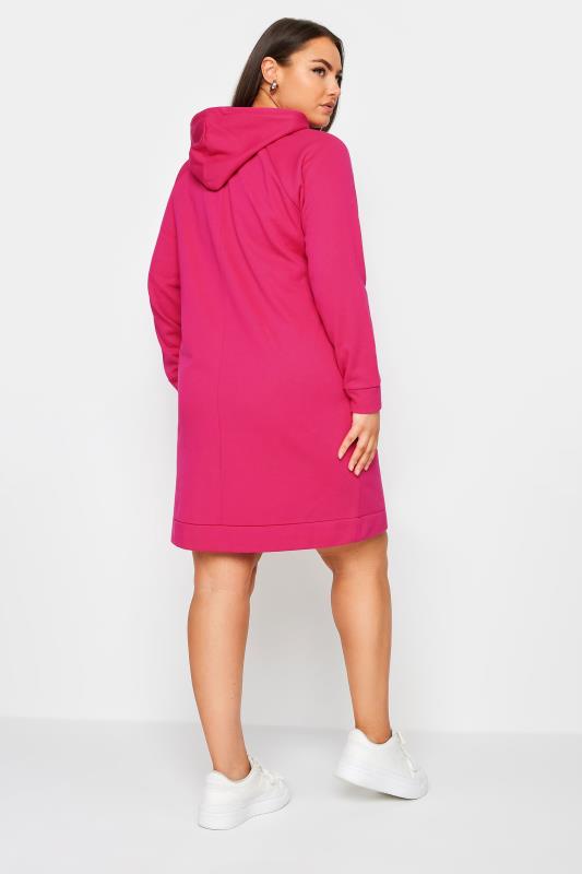 YOURS Plus Size Pink Heart Print Hoodie Dress | Yours Clothing 3