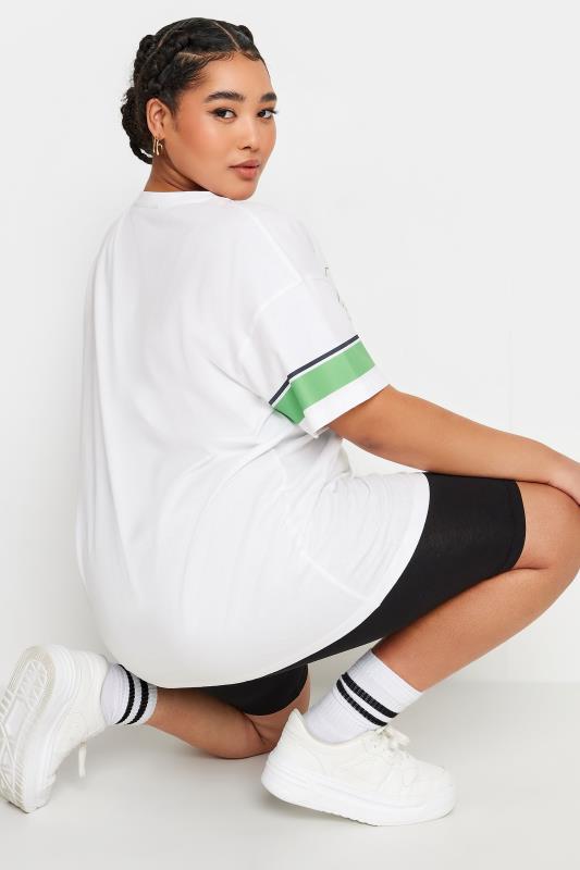 YOURS Plus Size White 'New York Champs' Varsity T-Shirt | Yours Clothing 3