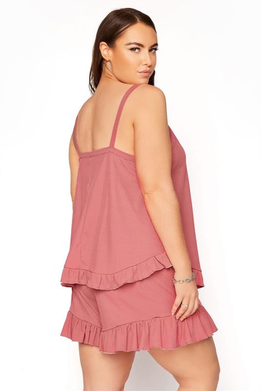LIMITED COLLECTION Pink Frill Ribbed Pyjama Top 3