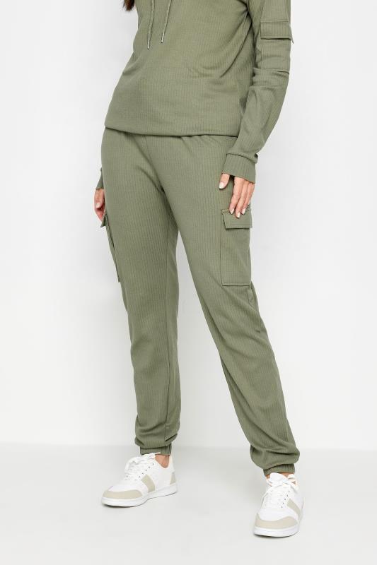  Grande Taille LTS Tall Khaki Green Ribbed Cargo Joggers