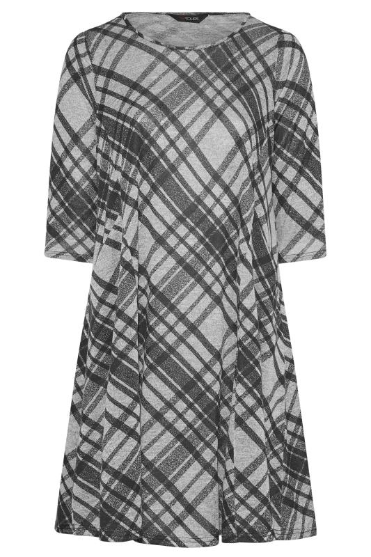 Curve Grey Check Print Pocket Midi Dress 6