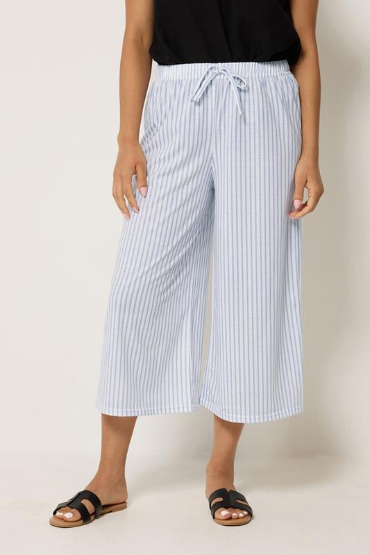  M&Co Petite Blue Stripe Wide Leg Culottes