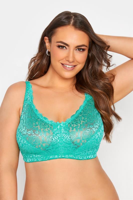 Green Hi Shine Lace Non-Padded Non-Wired Full Cup Bra 1