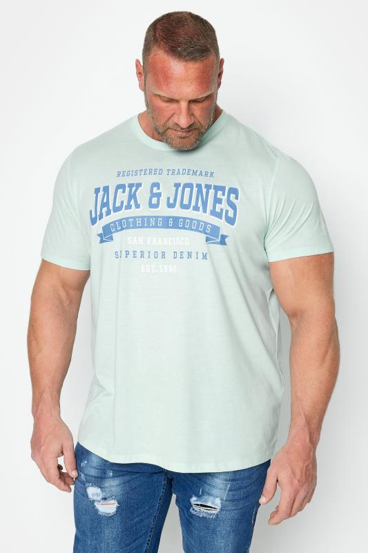 JACK & JONES Big & Tall Sea Blue 'San Francisco' Logo T-Shirt | BadRhino 1