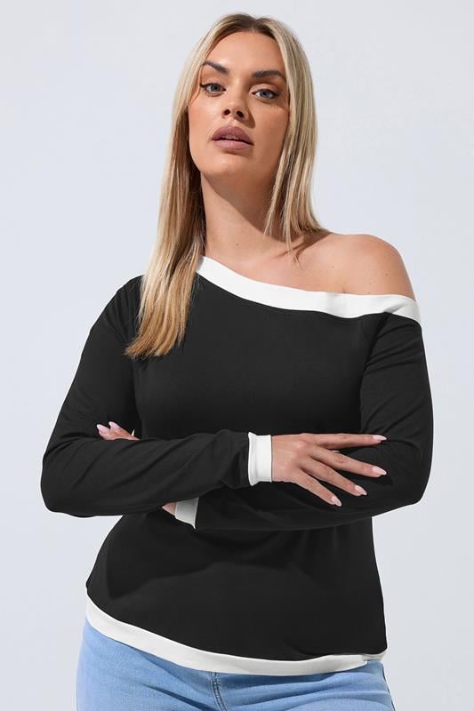  LIMITED COLLECTION top de hombros descubiertos con contraste negro