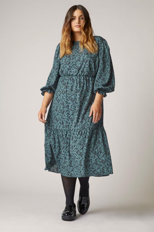 Grande Taille THE LIMITED EDIT Green Animal Markings Smock Dress