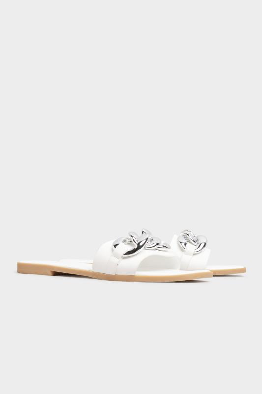 Tall  Yours White Chain Trim Mules in Regular Fit