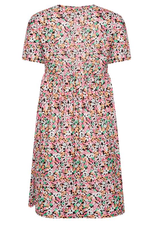 YOURS PETITE Plus Size Pink Ditsy Floral Print Smock Dress | Yours Clothing 7