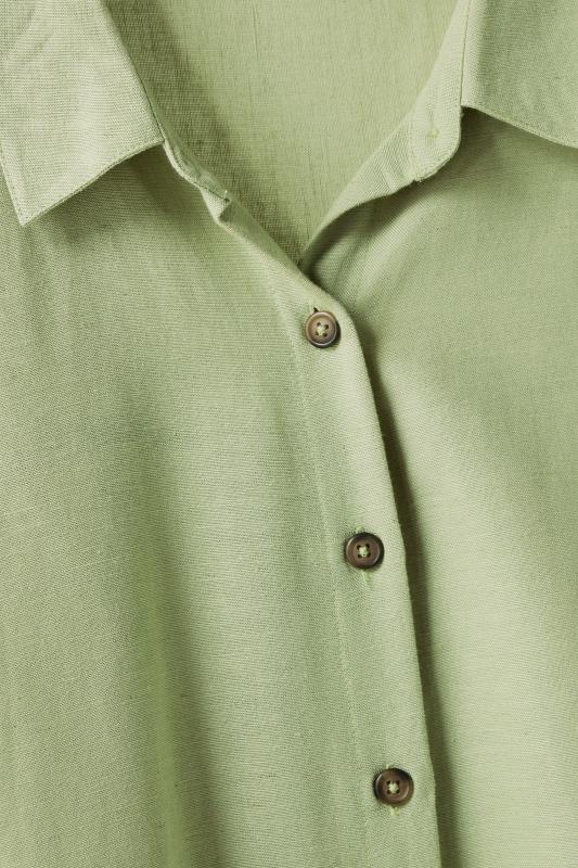 EVANS Plus Size Khaki Green Linen Shirt  | Yours Clothing 8