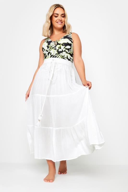 YOURS Curve Plus Size White Tiered Beach Skirt | Yours Clothing  2