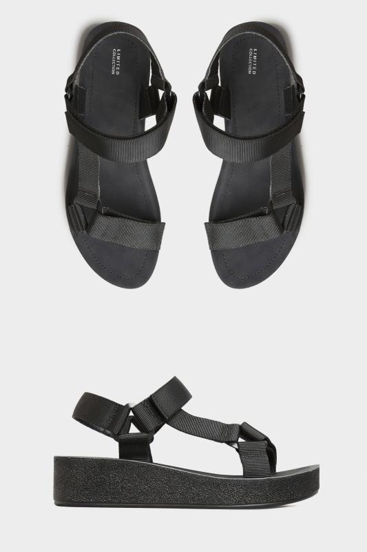 LIMITED COLLECTION Black Sporty Mid Platform Sandals In Extra Wide EEE Fit_split.jpg