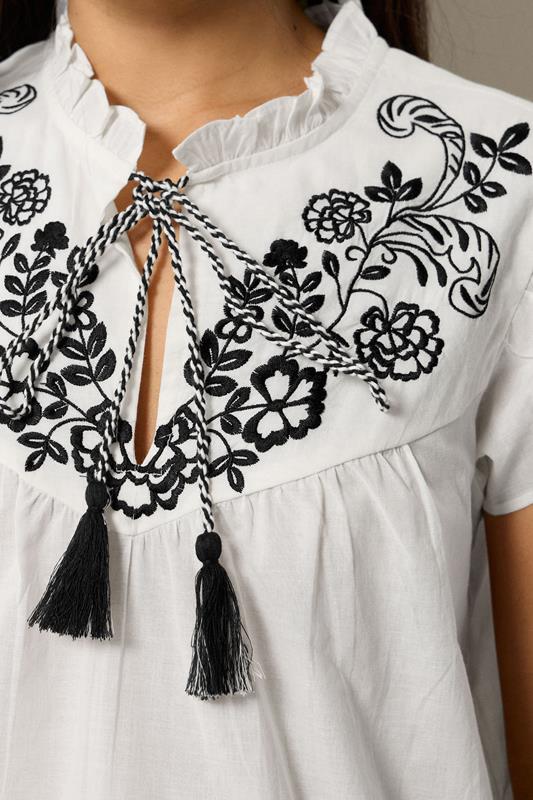 PixieGirl Petite Women's White Cotton Embroidered Blouse | PixieGirl 5