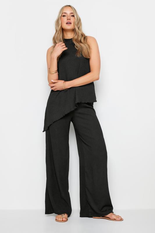  Grande Taille LTS Tall Black Textured Wide Leg Trousers