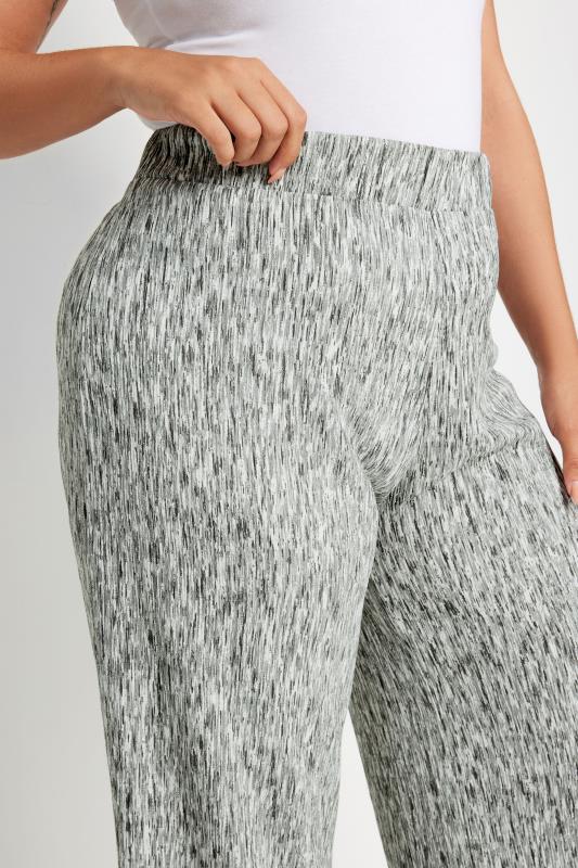 YOURS Plus Size Grey Abstract Print Textured Wide Leg Trousers | Yours Clothing 4