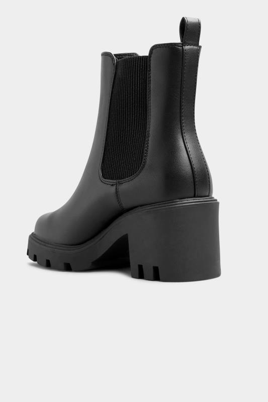 LIMITED COLLECTION Black Leather Look Heeled Chealsea Boots In Wide E Fit 5