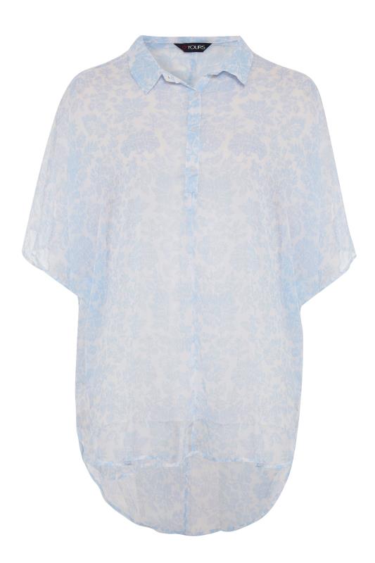 Pale Blue Floral Batwing Shirt | Yours Clothing 6