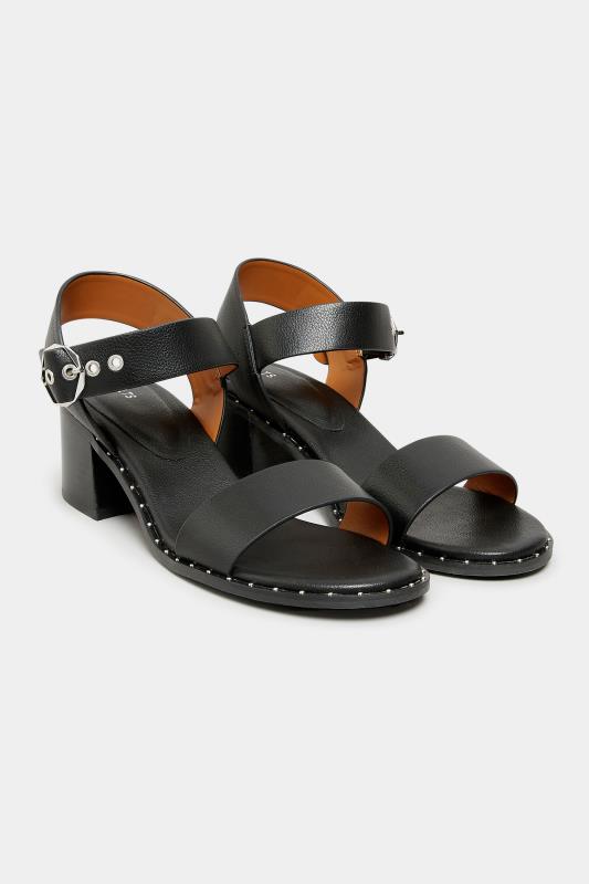 LTS Black Studded Block Heel Sandals In Standard D Fit 2