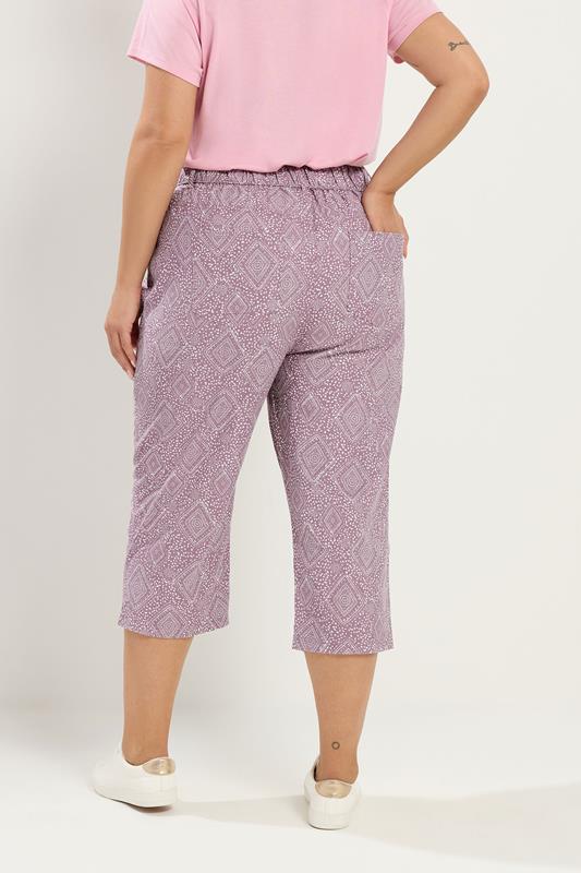 YOURS Plus Size Lilac Purple Paisley Cropped Trousers | Yours Clothing 2