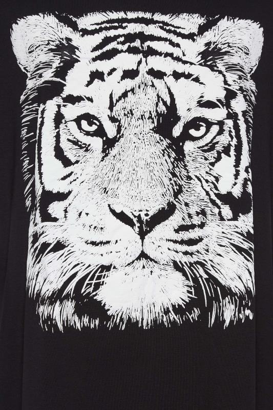 YOURS Plus Size Black & White Tiger Print Split Hem T-Shirt | Yours Clothing 5