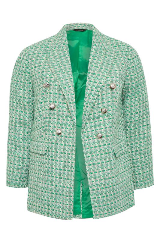 YOURS Plus Size Green Check Boucle Blazer | Yours Clothing 6