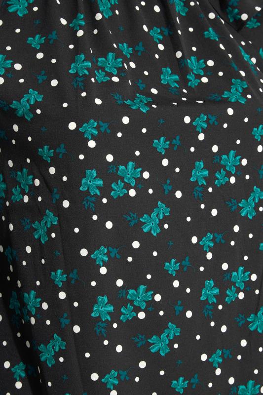 LIMITED COLLECTION Curve Black Floral Spot Puff Sleeve Blouse 6