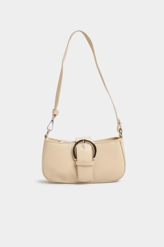Plus Size Cream Buckle Front Shoulder Bag | Yours Clothing 2