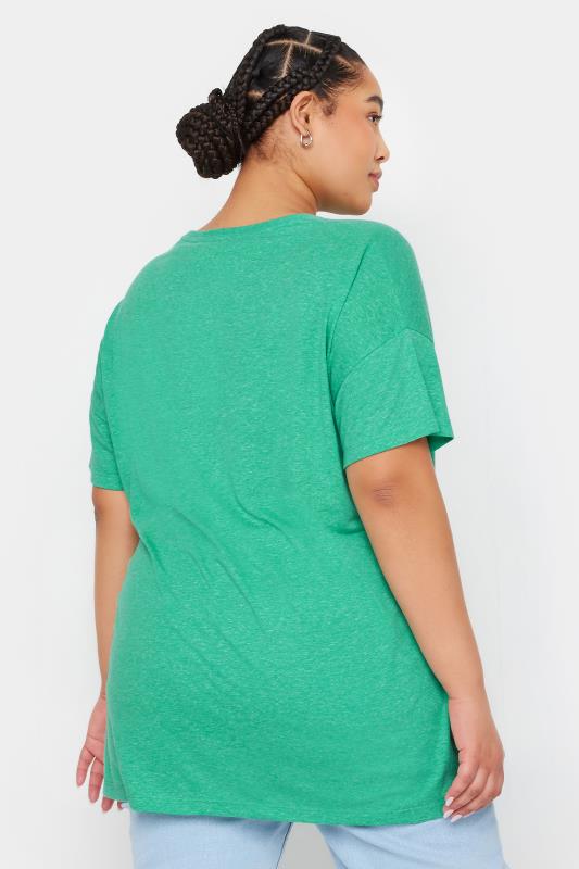 YOURS Plus Size Green Oversized Linen T-Shirt | Yours Clothing 4