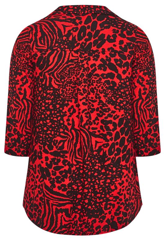 Plus Size Red Animal Print Blouse | Yours Clothing 7