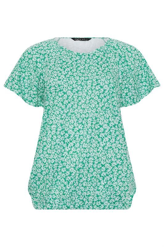 M&Co Green Floral Cotton Scoop Neck Top | M&Co 5