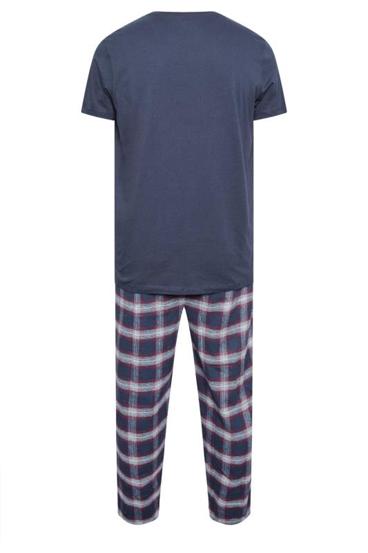 BadRhino Navy and Red T-Shirt and Check Trousers Pyjama Set | BadRhino 4