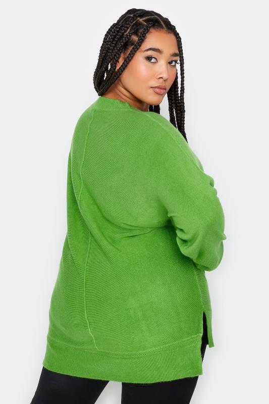 YOURS Plus Size Green Front Seam Detail Jumper | Yours Clothing 3