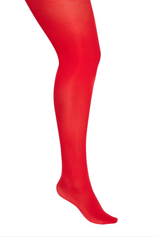 Bright Red 50 Denier Tights | Yours Clothing 2