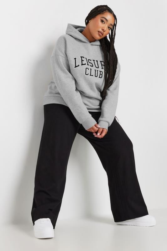 YOURS Plus Size Grey 'Leisure Club' Slogan Hoodie | Yours Clothing 2