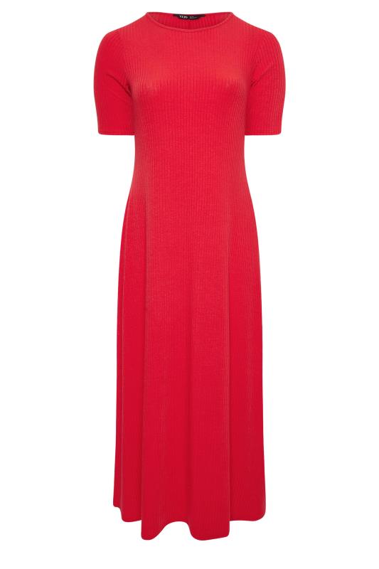 YOURS Plus Size Red Ribbed Swing Maxi Dress | Yours Clothing 5