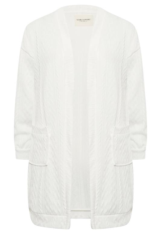 YOURS LUXURY Plus Size White Soft Touch Cable Knit Cardigan | Yours Clothing 7
