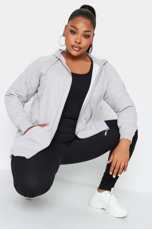  Grande Taille YOURS Curve Light Grey Essential Zip Through Hoodie