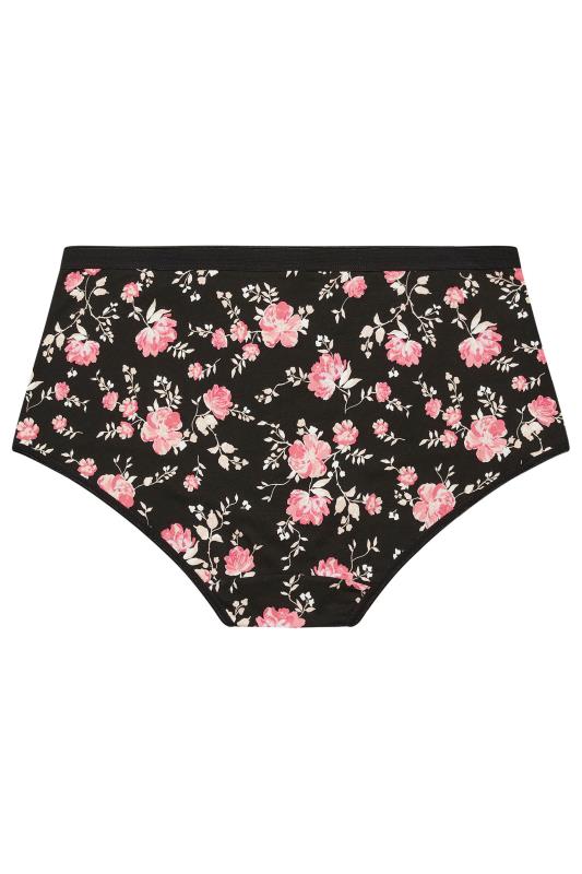 YOURS 5 PACK Plus Size Black & Pink Floral Print Full Briefs | Yours Clothing 7