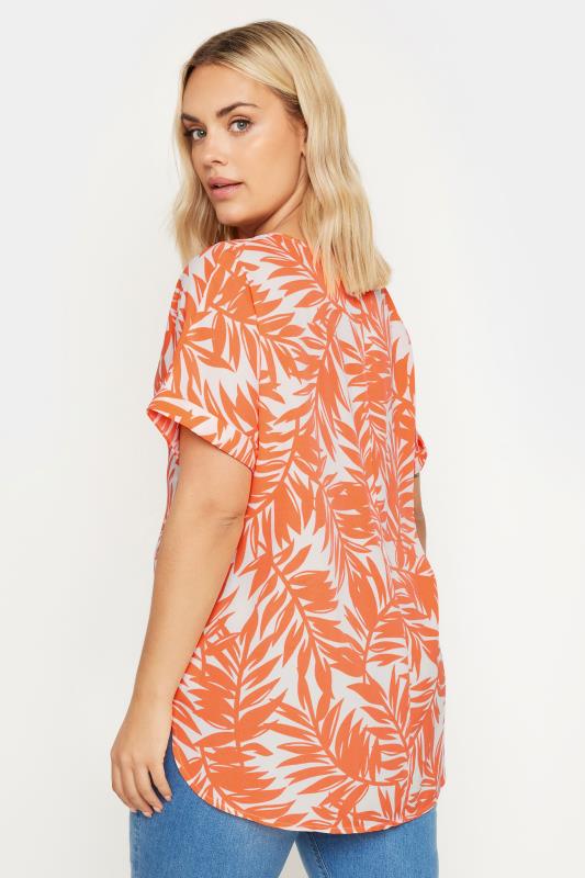 YOURS Plus Size Orange Tropical Print Boxy T-Shirt | Yours Clothing 3