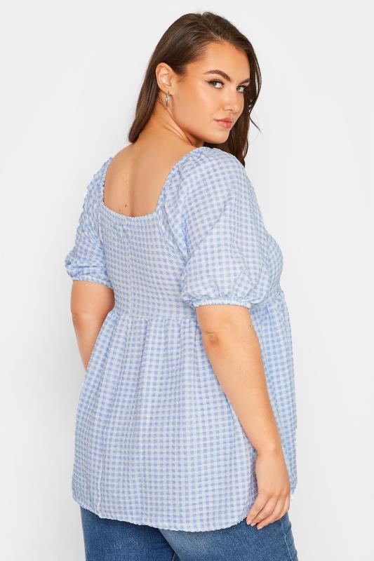 LIMITED COLLECTION Curve Light Blue Gingham Milkmaid Top_C.jpg