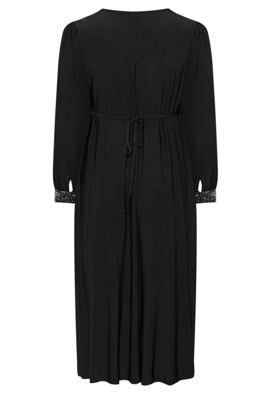 YOURS LONDON Plus Size Black Sequin Split Front Dress | Yours Clothing 7