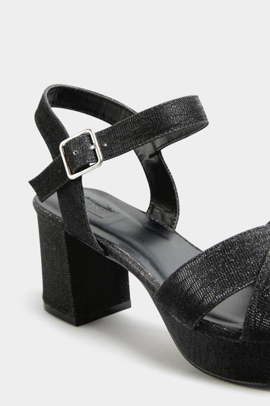 LIMITED COLLECTION Black Glitter Platform Heels In Wide E Fit & Extra Wide Fit | Yours Clothing 6