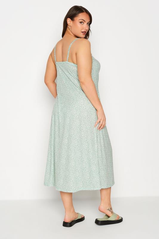 LIMITED COLLECTION Curve Sage Green Ditsy Ruched Dress_C.jpg
