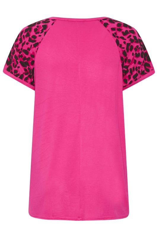 LIMITED COLLECTION Plus Size Hot Pink Leopard Print Short Sleeve T-Shirt | Yours Clothing  7