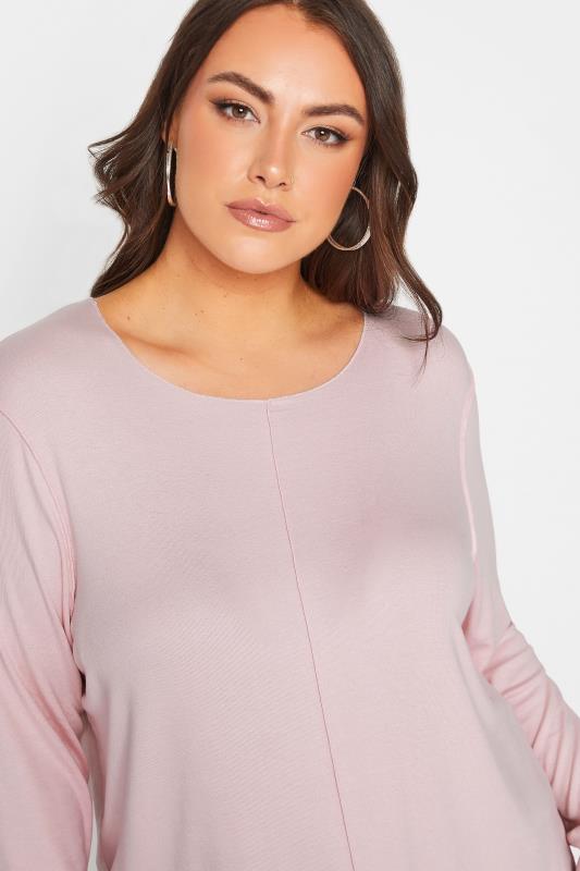 YOURS Curve Plus Size Light Pink Front Seam Top | Yours Clothing