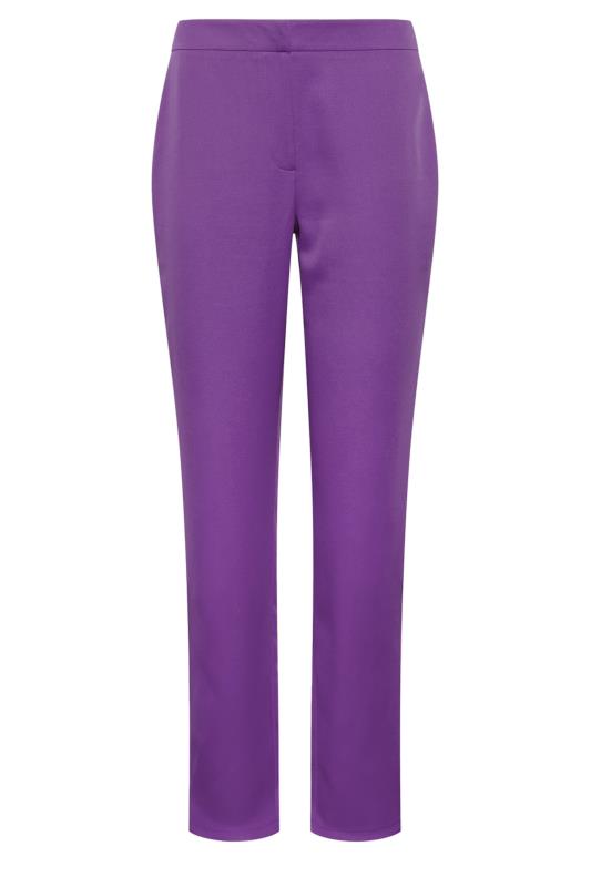 Petite Purple Scuba Slim Leg Trousers | PixieGirl 4