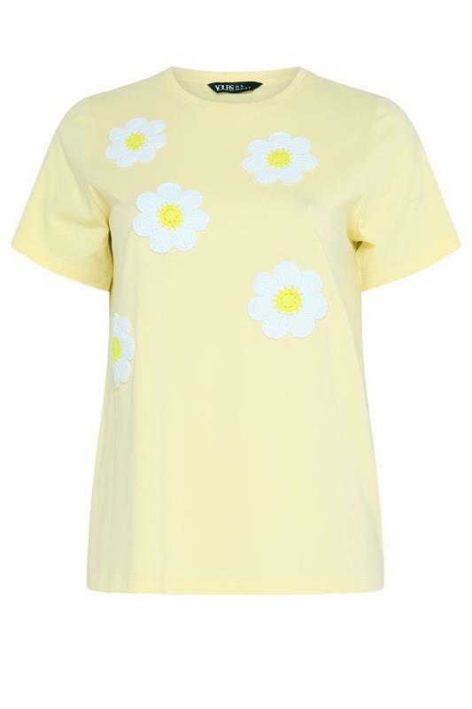 YOURS Plus Size Yellow Daisy Applique T-Shirt | Yours Clothing 5