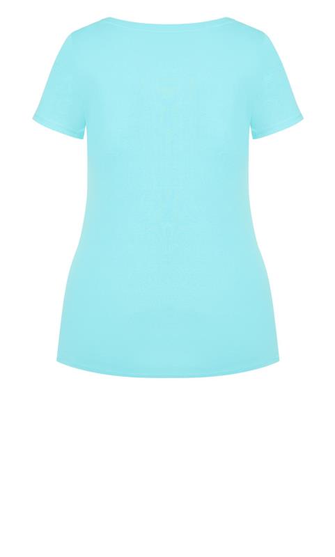 Evans Light Aqua Blue V-Neck T-Shirt 6