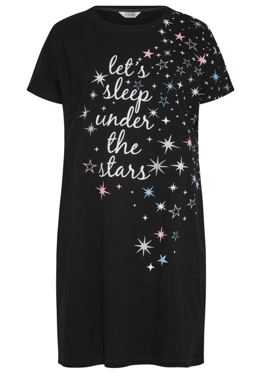 Plus Size Black 'Let's Sleep Under The Stars' Slogan Nightdress | Yours Clothing 6