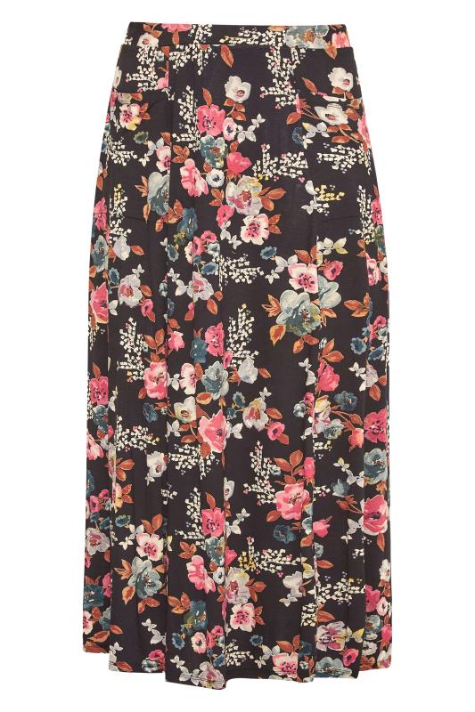 Curve Black Floral Maxi Skirt 5